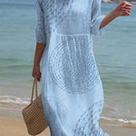 VESTIDO DE PLAYA CON BORDADO GEOMÉTRICO – CORTE SUELTO