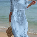 VESTIDO DE PLAYA CON BORDADO GEOMÉTRICO – CORTE SUELTO