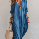 Peacock Blue Loose Casual Dress