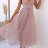 Modern-day Princess Chiffon Suspenders Party Maxi Dress