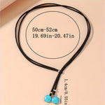 COLLAR BOHEMIO DESIGN EN Y DOUBLE TURQUESA REDONDO PERLES