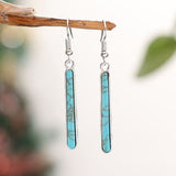 PENDIENTES ELEGANTE ANTIQUE PLATA PLAQUÉ TURQUESA GÉOMÉTRIE MOTIVO GOTA