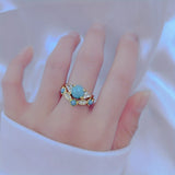 ANILLO ELEGANTE VINTAGE TURQUESA IMPOSANT PLAQUÉ ORO