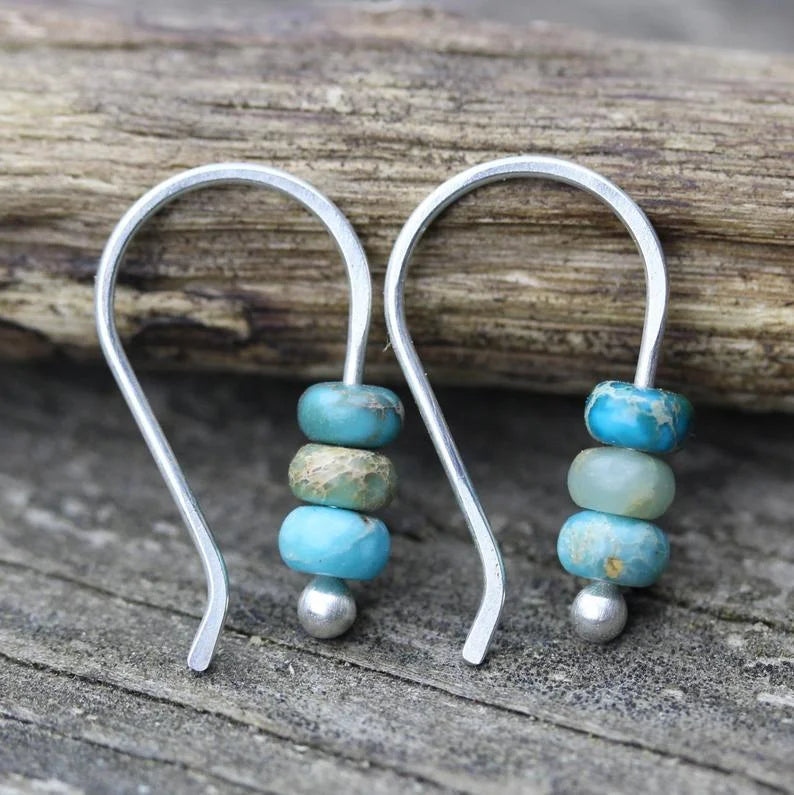 PENDIENTES ARTISANAL TURQUESA PERLA GOTA
