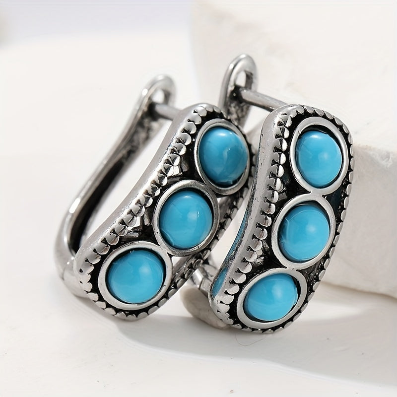 PENDIENTES VINTAGE IMPOSANT TURQUESA PERLA ARO