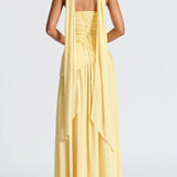 VESTIDO MAXI SIN TIRANTES CON ABERTURA Y CINTA