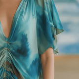 VESTIDO LARGO DE GASA DEGRADADO EN TONOS MARINOS - VALERINA MARBELLA