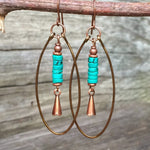 PENDIENTES VINTAGE BOHEMIO TURQUESA PERLÉ ARO