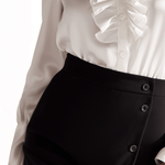 Classic White Ruffle Neck Button-Up Blouse