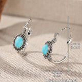 PENDIENTES VINTAGE ETHNIQUE STYLE TURQUESA ÓVALO ARO