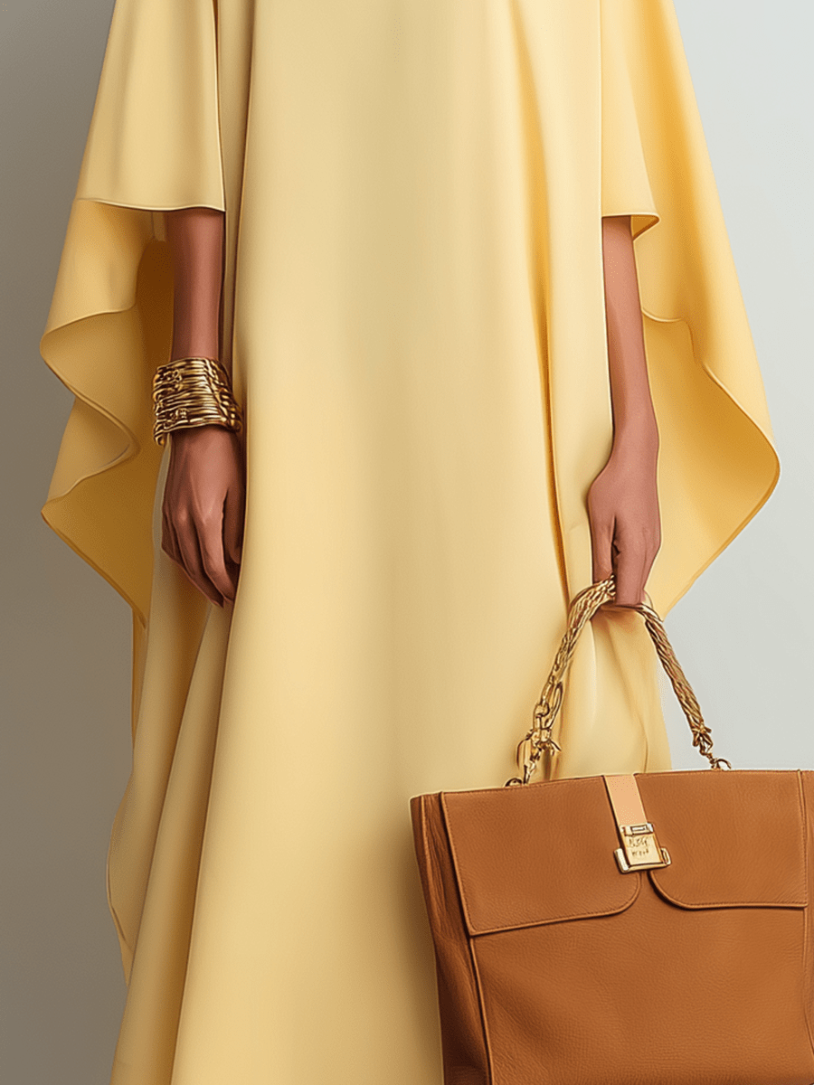 VESTIDO MIDI ELEGANTE CON CAPA DRAPEADA - VALERINA MARBELLA