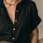 Effortless Boho Textured Button-Front Shirt
