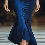 VESTIDO LARGO AZUL MARINO DE ENCAJE CON CORTE SIRENA - VALERINA MARBELLA