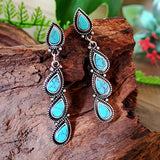 PENDIENTES VINTAGE STYLE TURQUESA FEUILLE GOTA