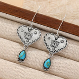 PENDIENTES ARTISANAL PLATA BOHEMIO TURQUESA CORAZÓN MARIPOSA