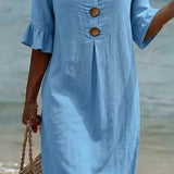 VESTIDO DE PLAYA CON BORDADO FLORAL – ESTILO CÓMODO