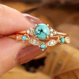 ANILLO ELEGANTE VINTAGE TURQUESA IMPOSANT PLAQUÉ ORO