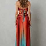 Zafrina – Sunset ombré allure – Strapless maxi dress