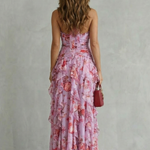 Belladina – Romantic rose cascade – Halter maxi dress