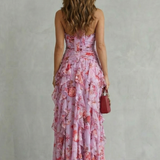 Belladina – Romantic rose cascade – Halter maxi dress