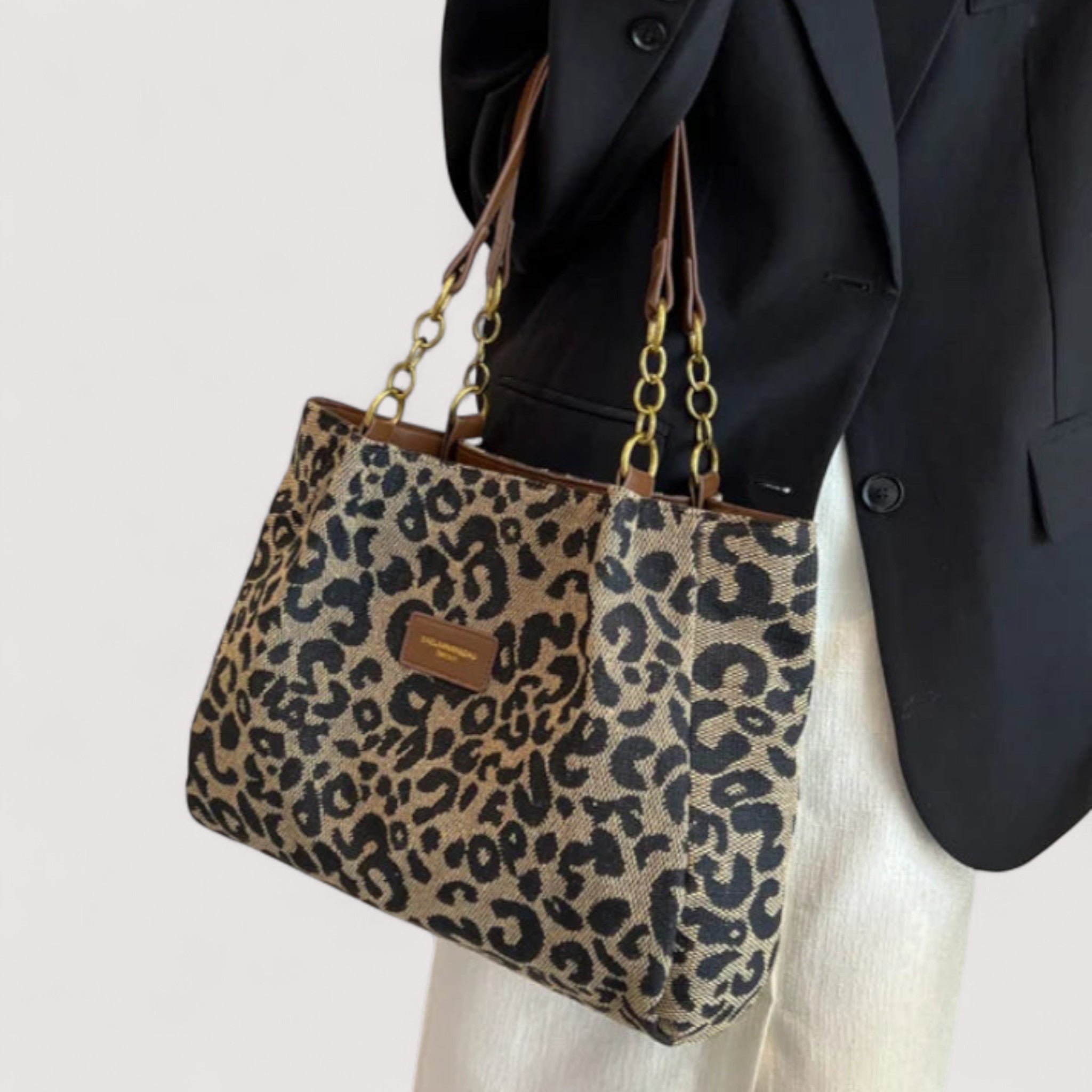 BOLSO SHOPPER DE CANVAS CON ESTAMPADO DE LEOPARDO - VALERINA MARBELLA