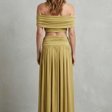 Ramona – Golden glow – Women’s Off-Shoulder Ruched Skirt Set