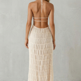 Greta – Modern texture – Women’s Backless Sculpted Texture Maxi Dress