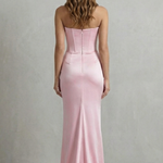 Evelisse – Sculpted satin drape – Strapless corset maxi dress