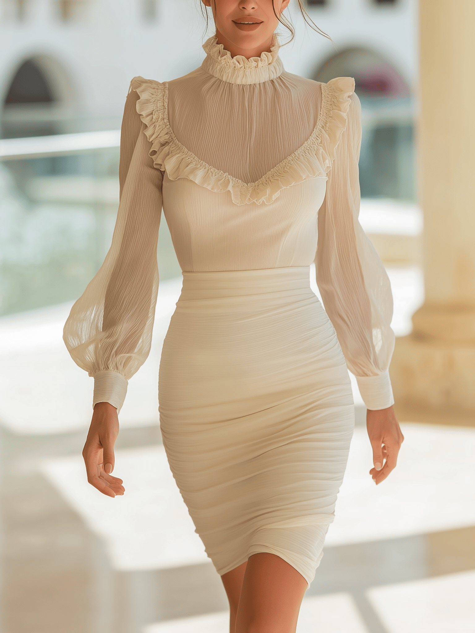 VESTIDO MINI ELEGANTE CON CUELLO ALTO - VALERINA MARBELLA