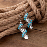 PENDIENTES BOHEMIO SPIRALE DESIGN TURQUESA INCRUSTACIÓN COLGANTE