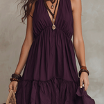 Bohemian Quiet Luxe Plum Flow Tiered Maxi Dress
