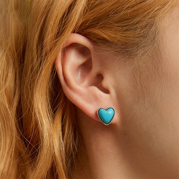 PENDIENTES ELEGANTE BOHEMIO PLATA PLAQUÉ TURQUESA FOYER AMOR