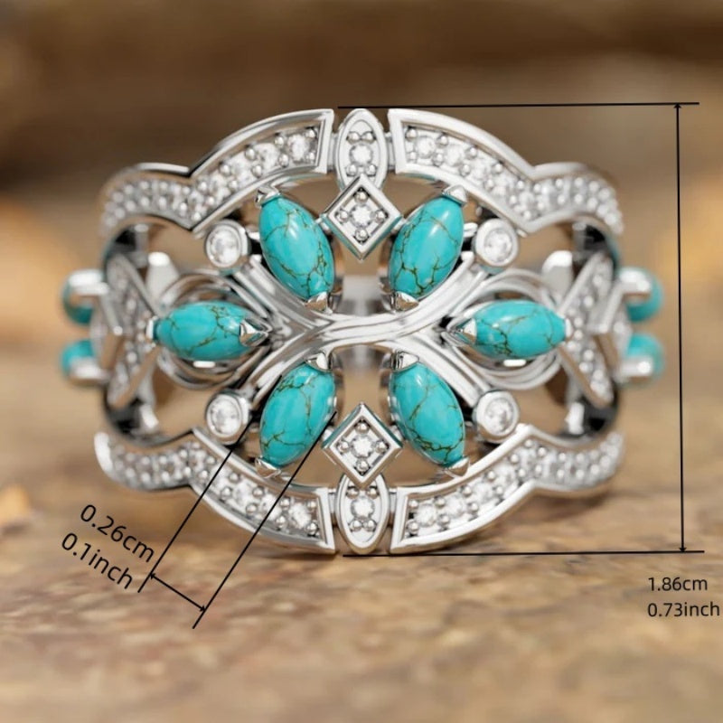 ANILLO VINTAGE BOHEMIO TURQUESA FLEURS LIANES