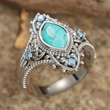 ANILLO BOHEMIO RÉTRO STYLE AZUL CRISTAL INCRUSTÉ TURQUESA