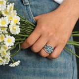 ANILLO VINTAGE BOHEMIO TURQUESA FLEURS LIANES