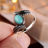 ANILLO VINTAGE FEUILLE TURQUESA STERLING PLATA
