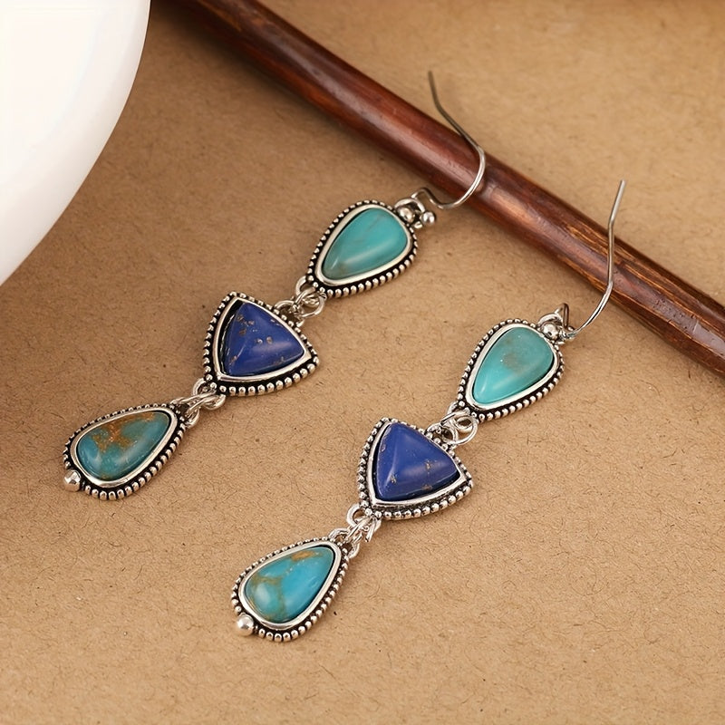 PENDIENTES FAIT MAIN SINTÉTICO LAPIS-LAZULI TURQUESA COLGANTE