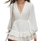 Simple Linen Dress With Ruffled Details