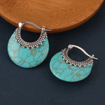 PENDIENTES TURQUESA CROISSANT PLATA PLAQUÉ ARO