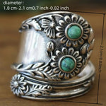 ANILLO VINTAGE FLORAL TURQUESA LARGE SORTIJA PLATA