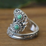 ANILLO VINTAGE FLORAL TURQUESA LARGE SORTIJA PLATA