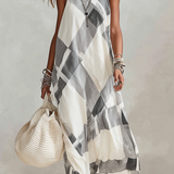 Black And White Checkered Loose-fitting Dress