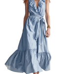 Refined Ruffle-Trim Wrap Maxi Dress