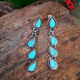 PENDIENTES VINTAGE STYLE TURQUESA FEUILLE GOTA