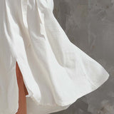 VESTIDO MIDI MINIMALISTA DE ALGODÓN Y LINO - VALERINA MARBELLA