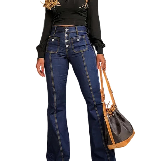 Margovil Button Fly Bell Bottoms Denim Pants