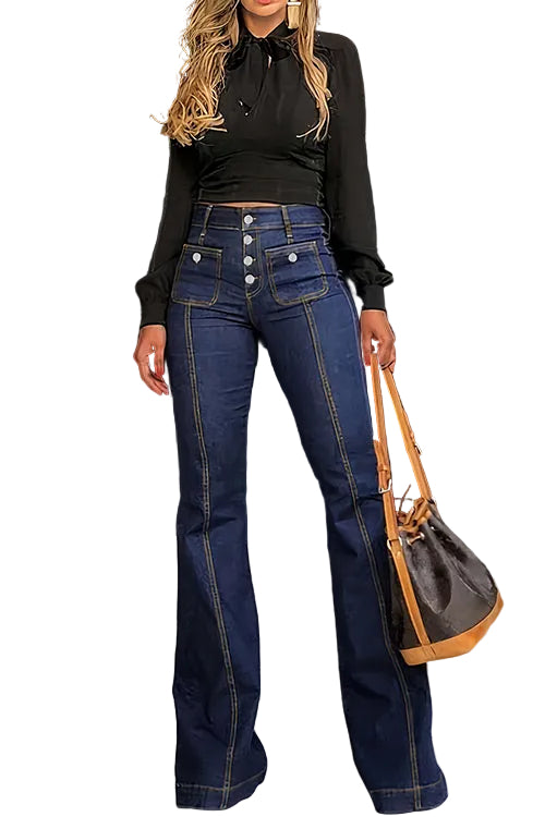 Margovil Button Fly Bell Bottoms Denim Pants