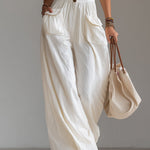 Casual Sleeveless Wide-leg Jumpsuit With Patch Pockets