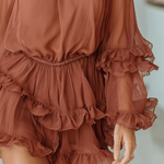 VESTIDO MINI DE GASA TRANSPARENTE ROJO - VALERINA MARBELLA