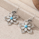 PENDIENTES VINTAGE BOHEMIO TURQUESA FLOR GOTA